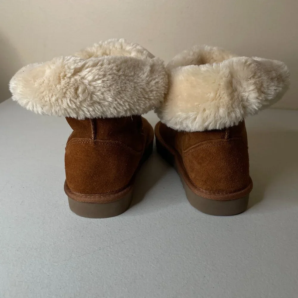 Macy's Style & Co Brown Suede Leather Faux Fur Lined Boots Size 7